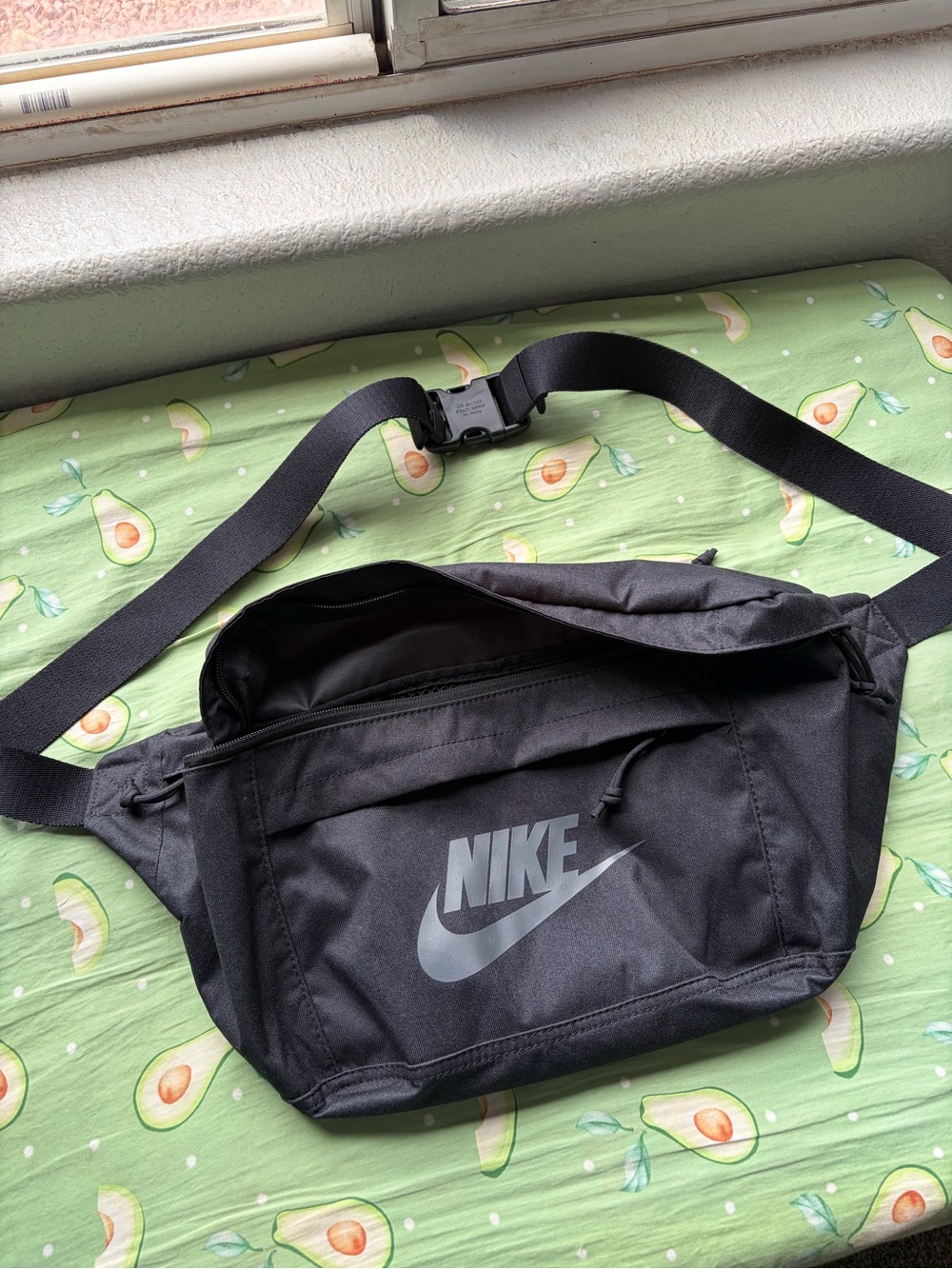 Nike Black Belt Bag with Gray Swoosh